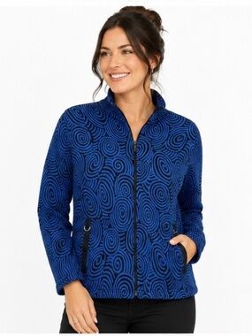 Rafael Sport Blue & Black Patterned Jacket – Women's XL